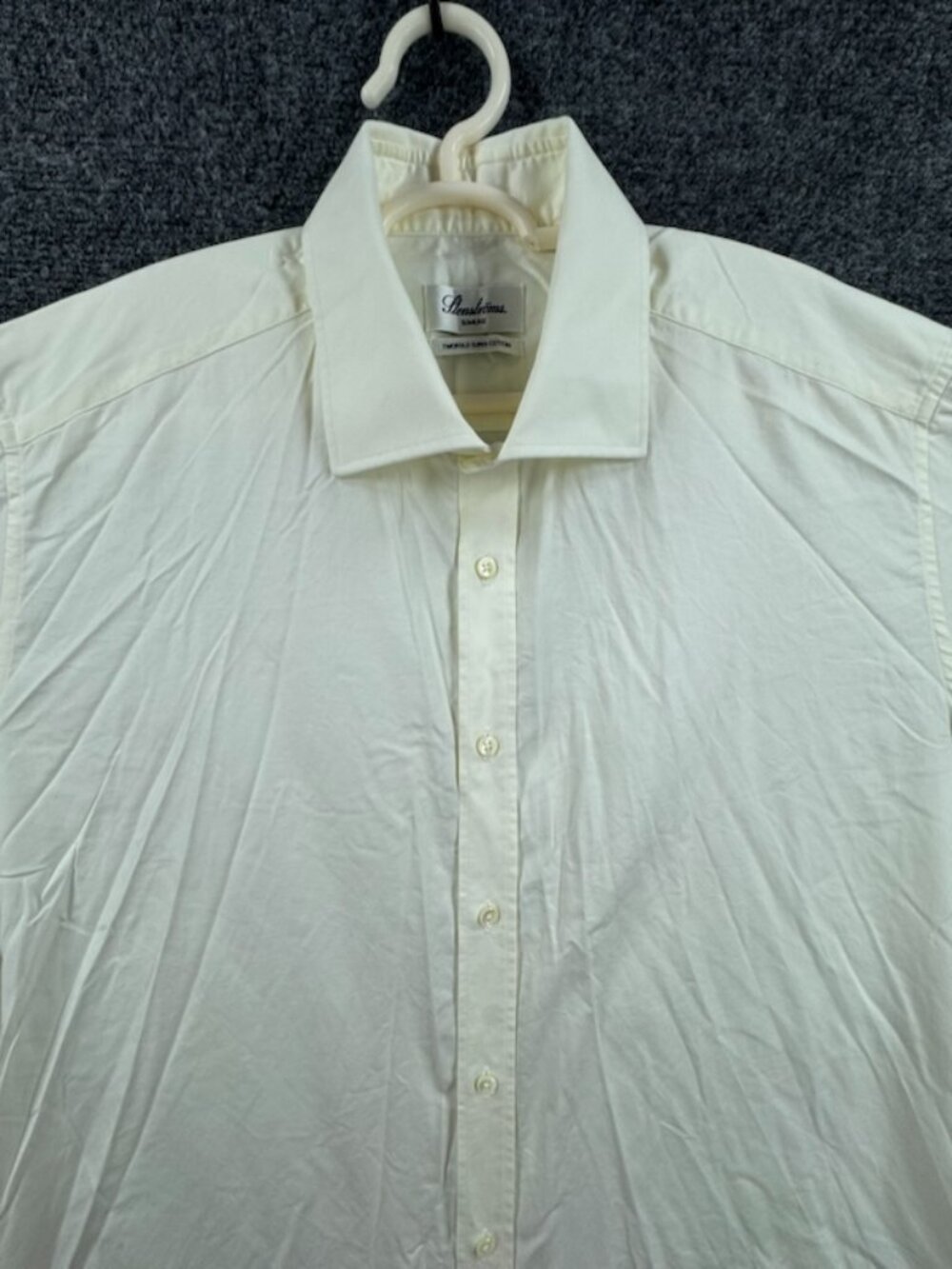 Stenstroms Slimline Cotton Twofold Super 17 Estonia Ivory Long Sleeve Shirt Men